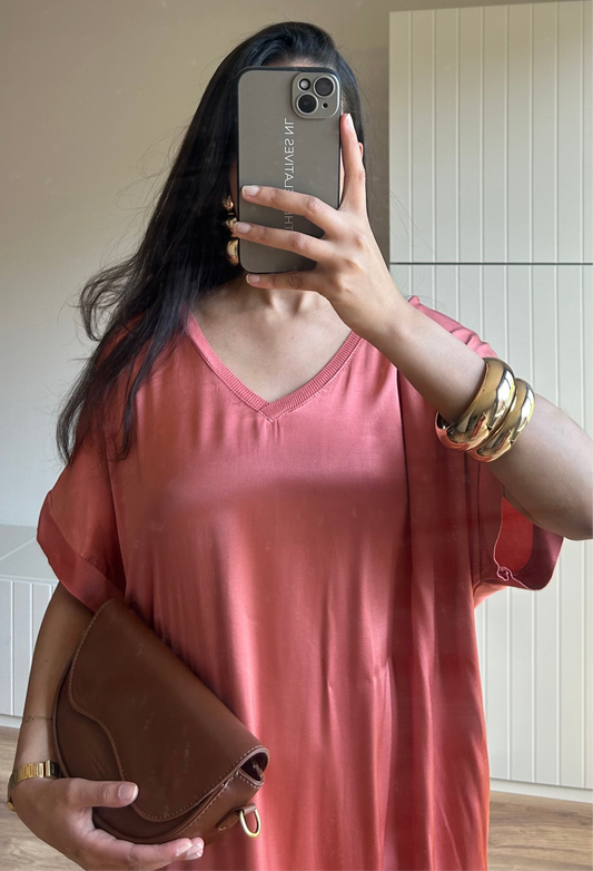 ZAYA DRESS (SATIN TERRACOTTA)
