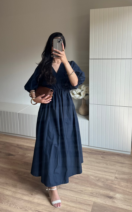 AVA DRESS (COTTON - MARINE BLUE)