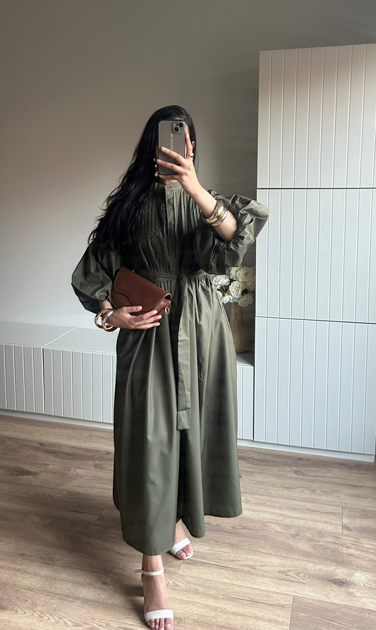 MIRA DRESS (COTTON - OLIVE GREEN)